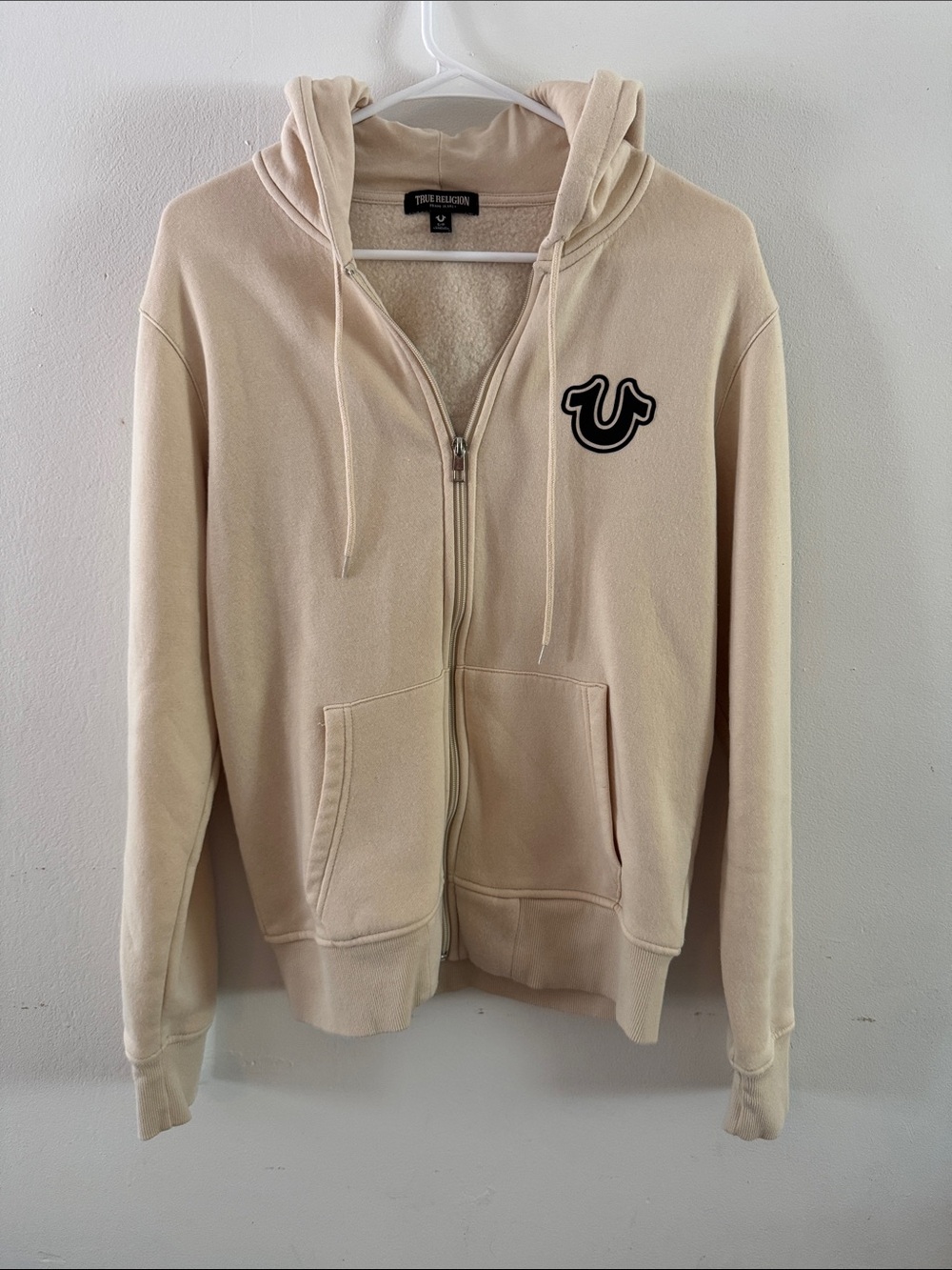 True Religion Cream Zipup Hoodie Sz S